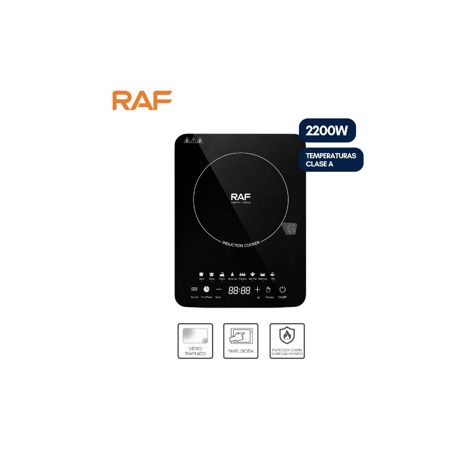 COCINA DE INDUCCIÓN RAF R.8104 1 HORNILLA PANTALLA LED 2200W