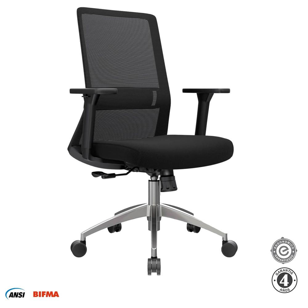 Silla Ergonómica Twist Gerente Aluminio Negro Ofideas