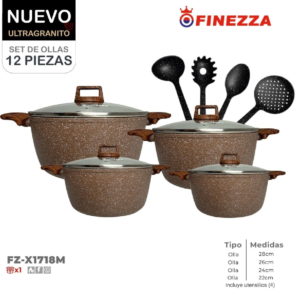 Juego de Ollas Finezza Ultragranito Finezza FZ-X1718M 12pzs