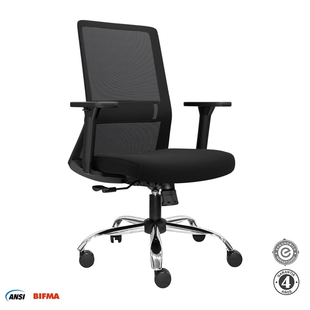 Silla Ergonómica Twist Gerente Cromado Negro Ofideas