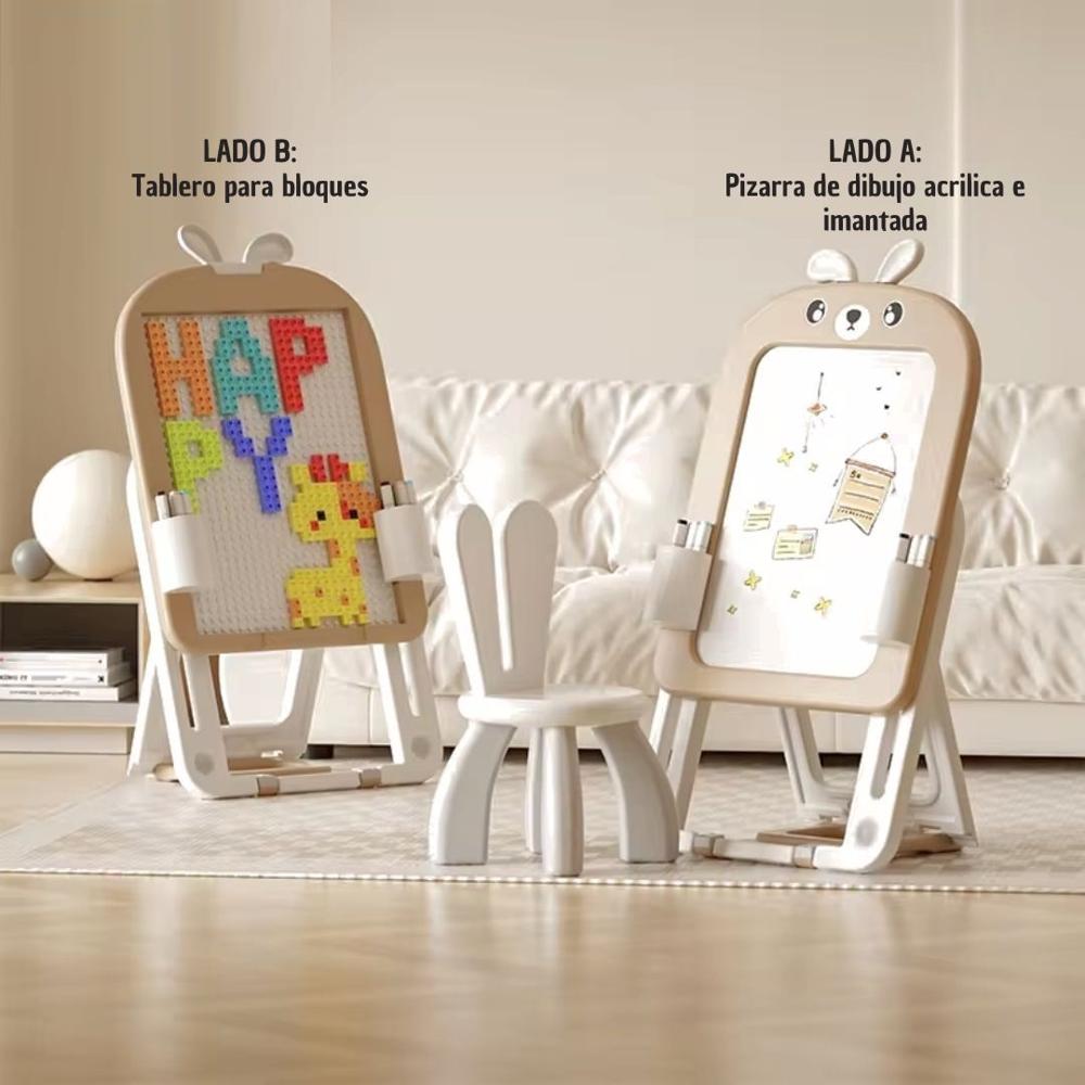 Pizarra con tablero lego beige