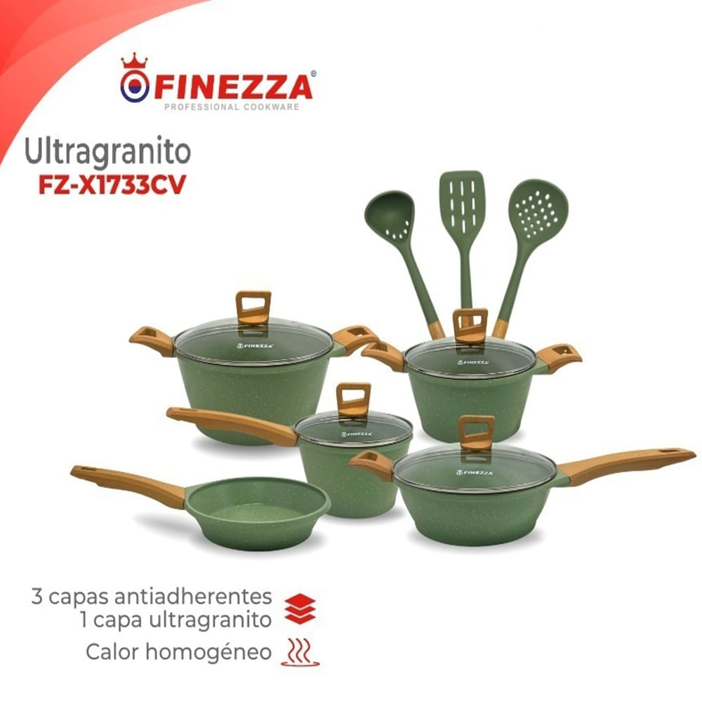 Juego de ollas ultragranito de 12 pzs-Finezza FZ-X1733CV