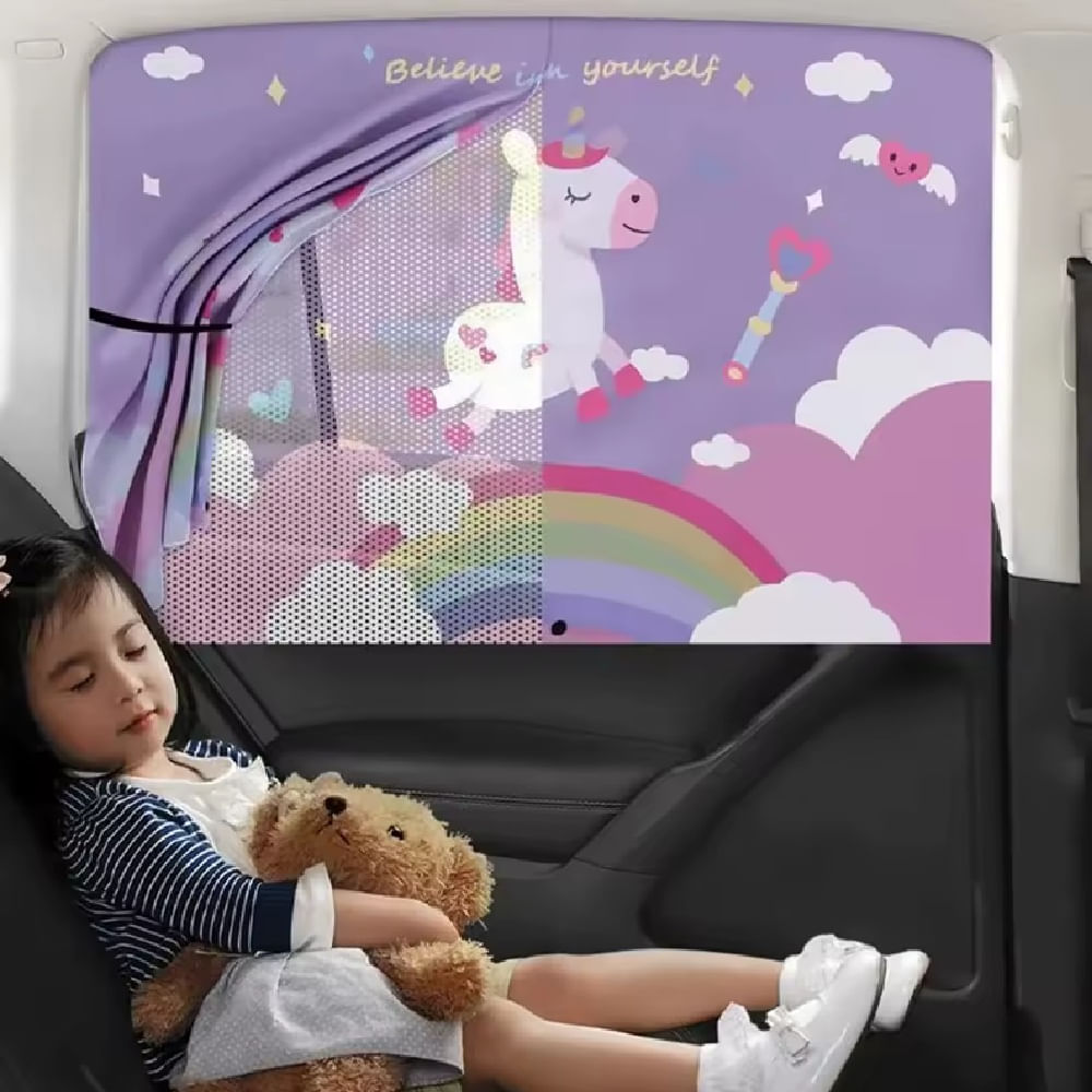 Tapasol lateral Magnetico Para Coche Unicornio para niños