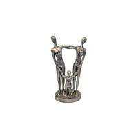 Escultura Decorativa Familiar en Acabado Plateado - Adorno Elegante para Sala Regalo Ideal
