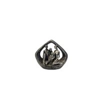 Escultura Decorativa Familiar Moderna en Acabado Plateado - Adorno Elegante para Sala Regalo Ideal