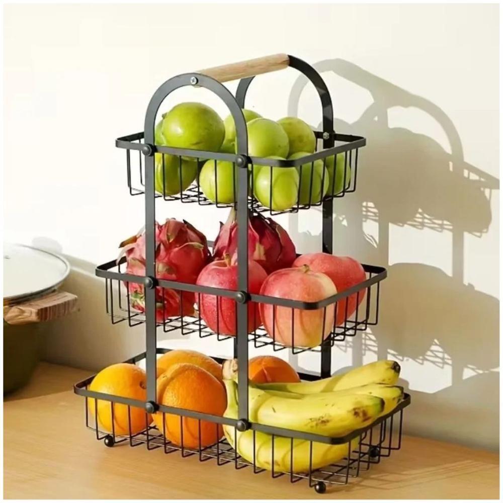 Organizador Frutero Verdulero Multiusos de 3 Niveles de Acero al Carbono