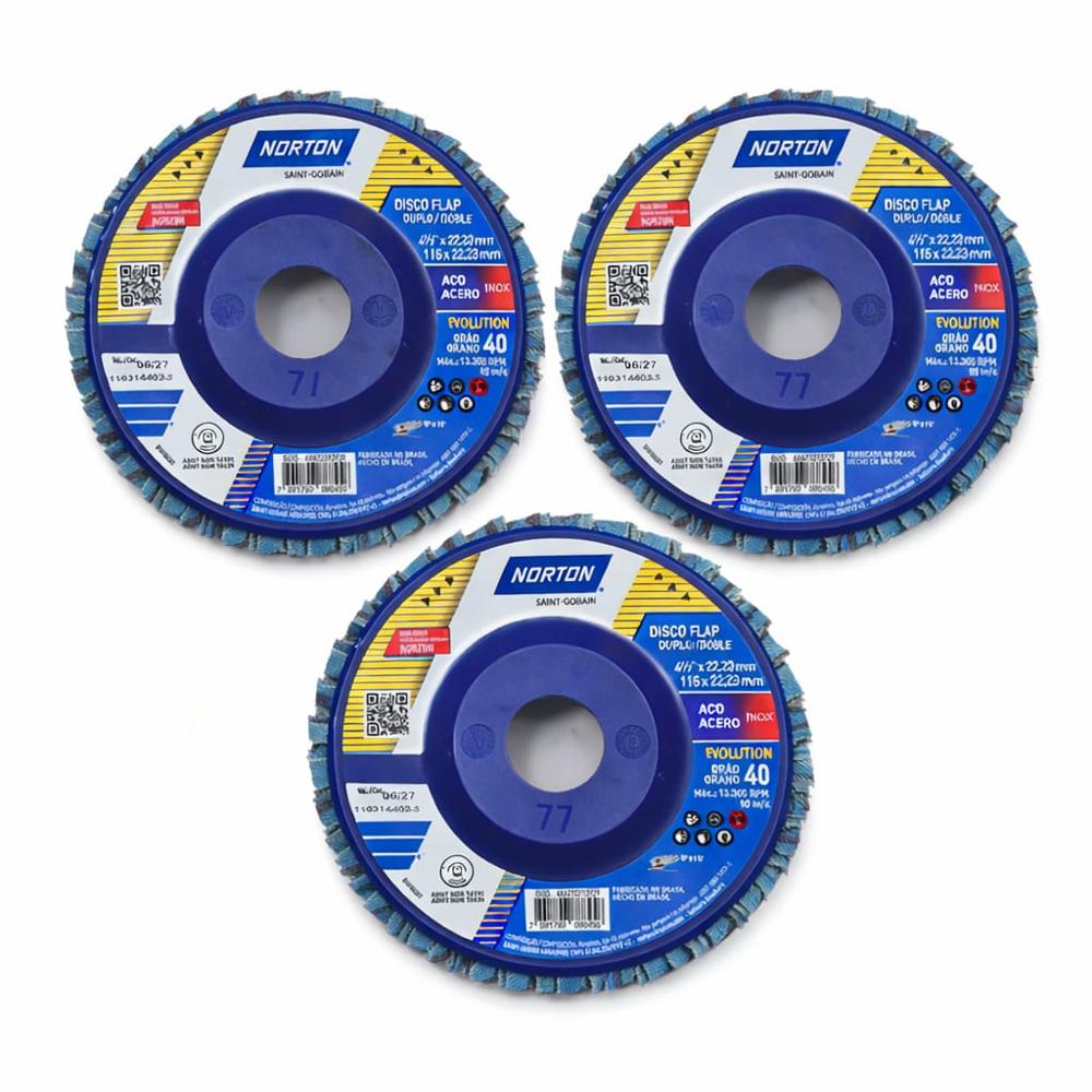 Disco Flap Polifan Grano 40 NORTON PACK 3 UNIDADES