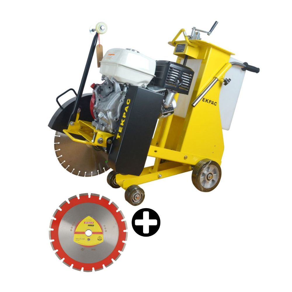 COMBO Cortadora de Concreto Tekpac MF 16-4 13HP + Disco de Corte Diamantado Klingspor Supra 14' 350mm para Concreto Gris