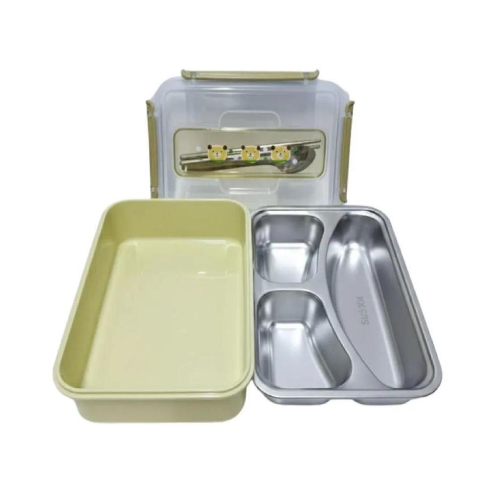 Táper con 3 Compartimientos para Almacenar Comida Diseño Kawaii