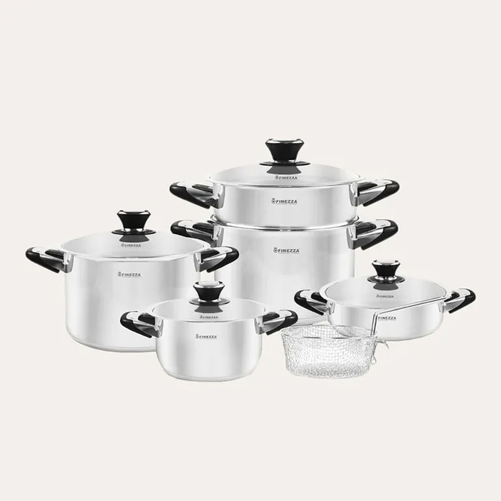 JUEGO DE OLLAS SABRINA EN ACERO INOXIDABLE 11 PZAS FINEZZA