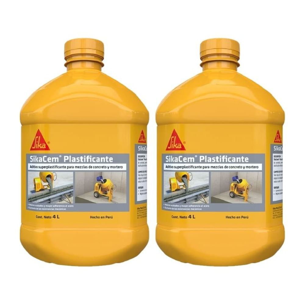 Pack Aditivo Plastificante para concreto SikaCem Plastificante x 4L Pack Aditivo Plastificante para concreto SikaCem Plastificante x 4L