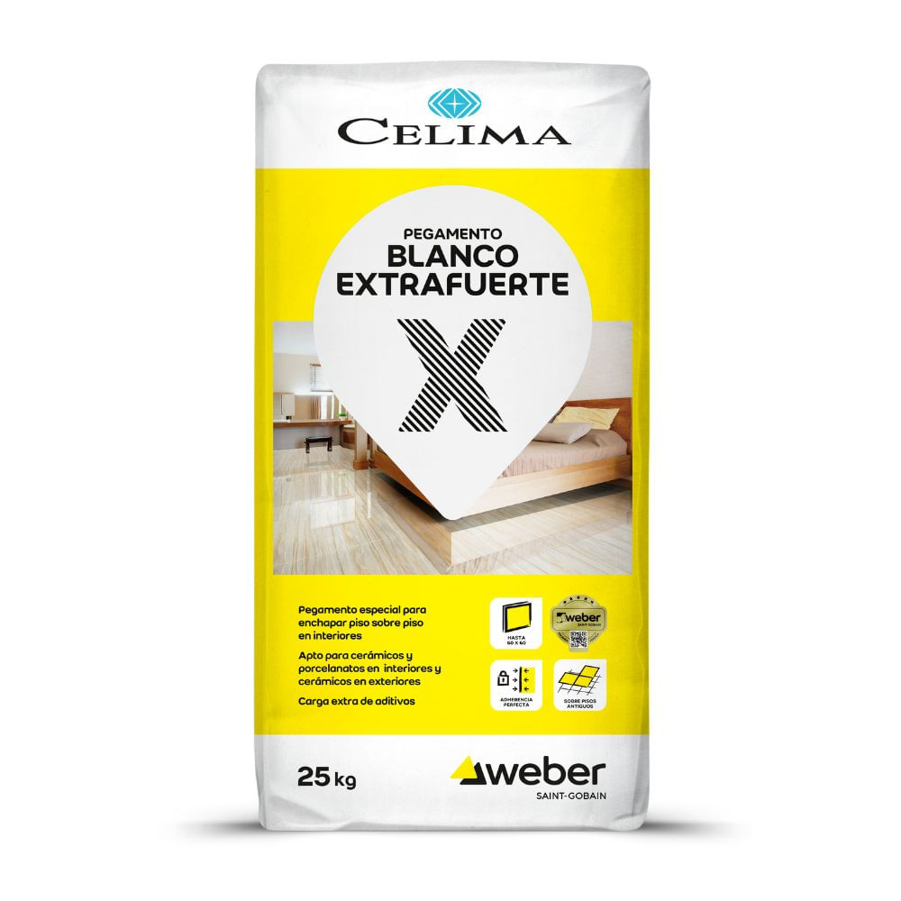 Pegamento Extrafuerte Celima Weber Blanco 25 kg