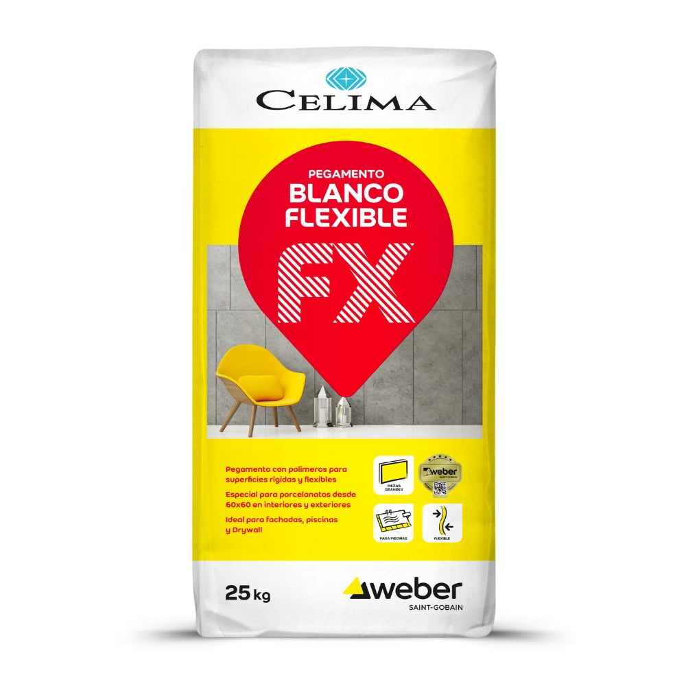 Pegamento Flexible Blanco Celima Weber 25kg