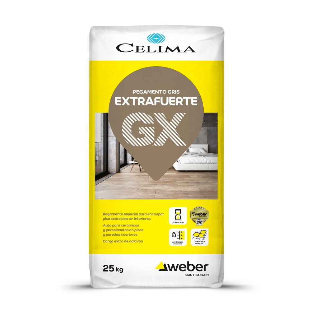 Pegamento en Polvo Extrafuerte Gris 25 kg Celima Weber