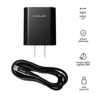 Cargador 20w con Cable 3a Negro Speedvolt-20 Kuzler