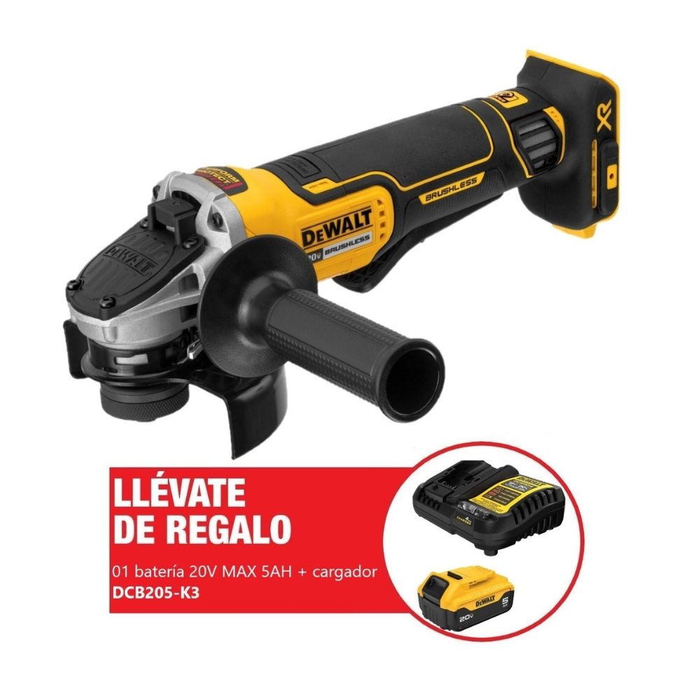 Esmeril Angular 4 1/2 20v + Batería 5ah + Cargador Dcg413b-k4 Dewalt