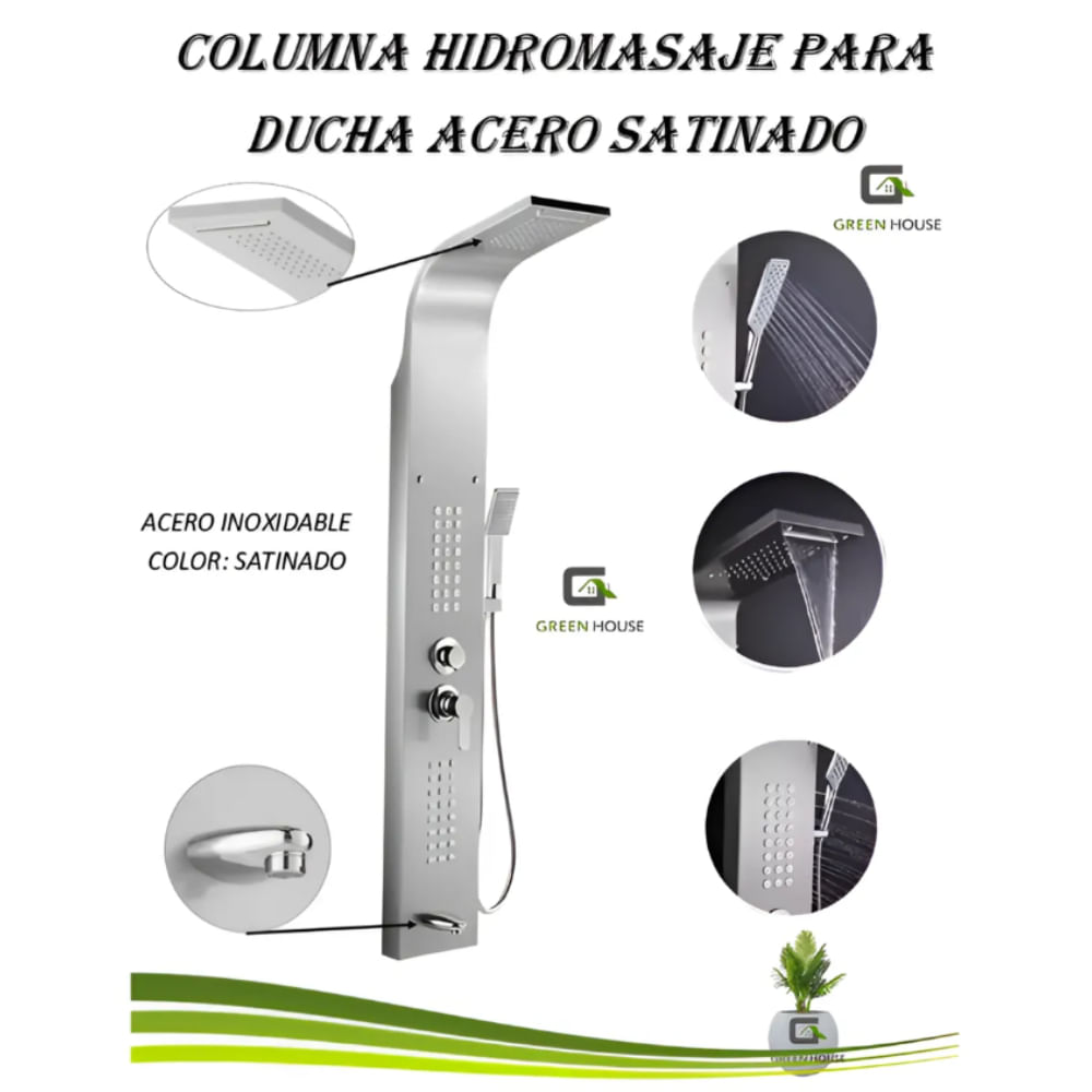 Columna de Ducha Hidromasaje Acero Inoxidable