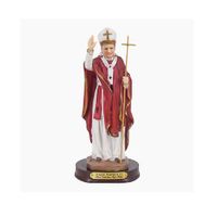 SANTOS RELIGIOSOS Y FIGURAS - Adorno religioso con base de madera de 20cm - Juan Pablo II