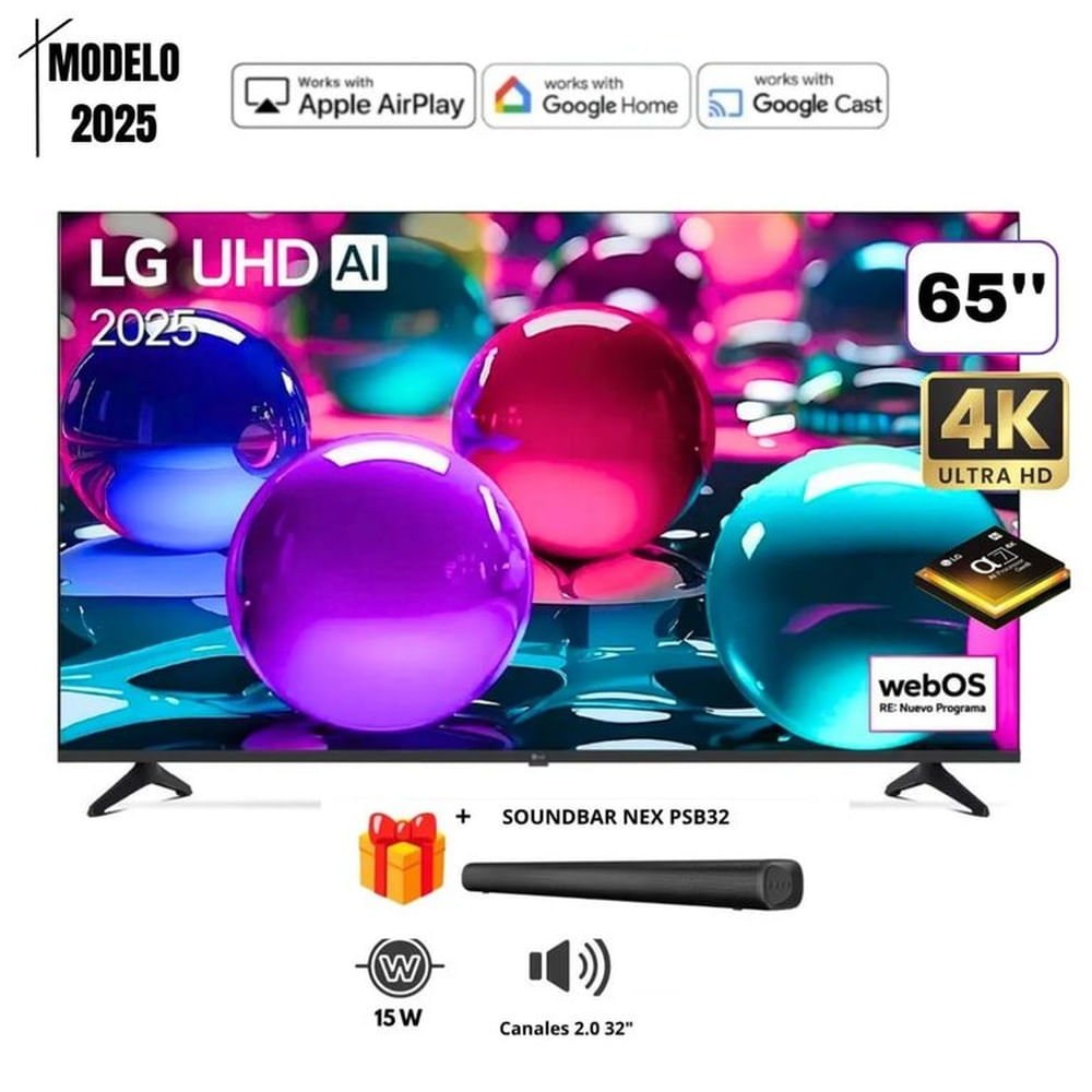 TELEVISOR 65 LG 65UA7300PSB UHD 4K THINQ AI 2025 + SOUNDBAR NEX