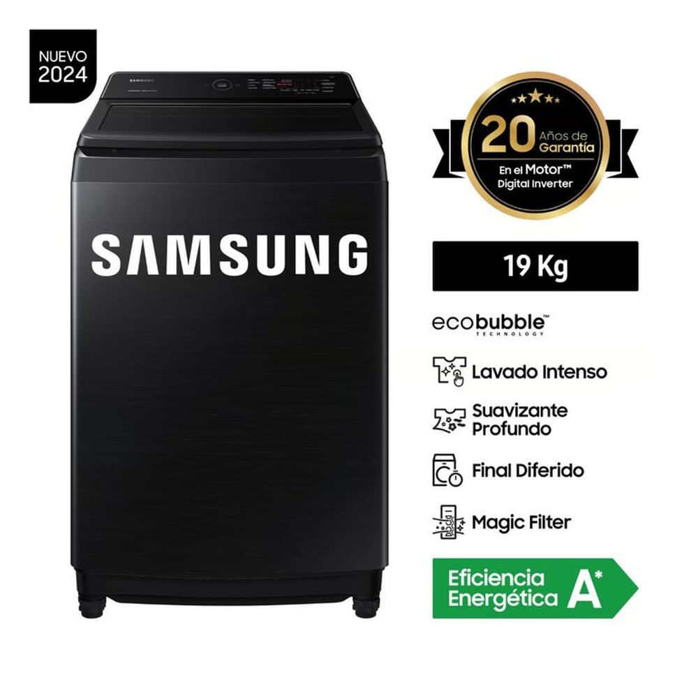 LAVADORA SAMSUNG 19 KG ECOBUBBLE WA19CG6441BVPE NEGRO