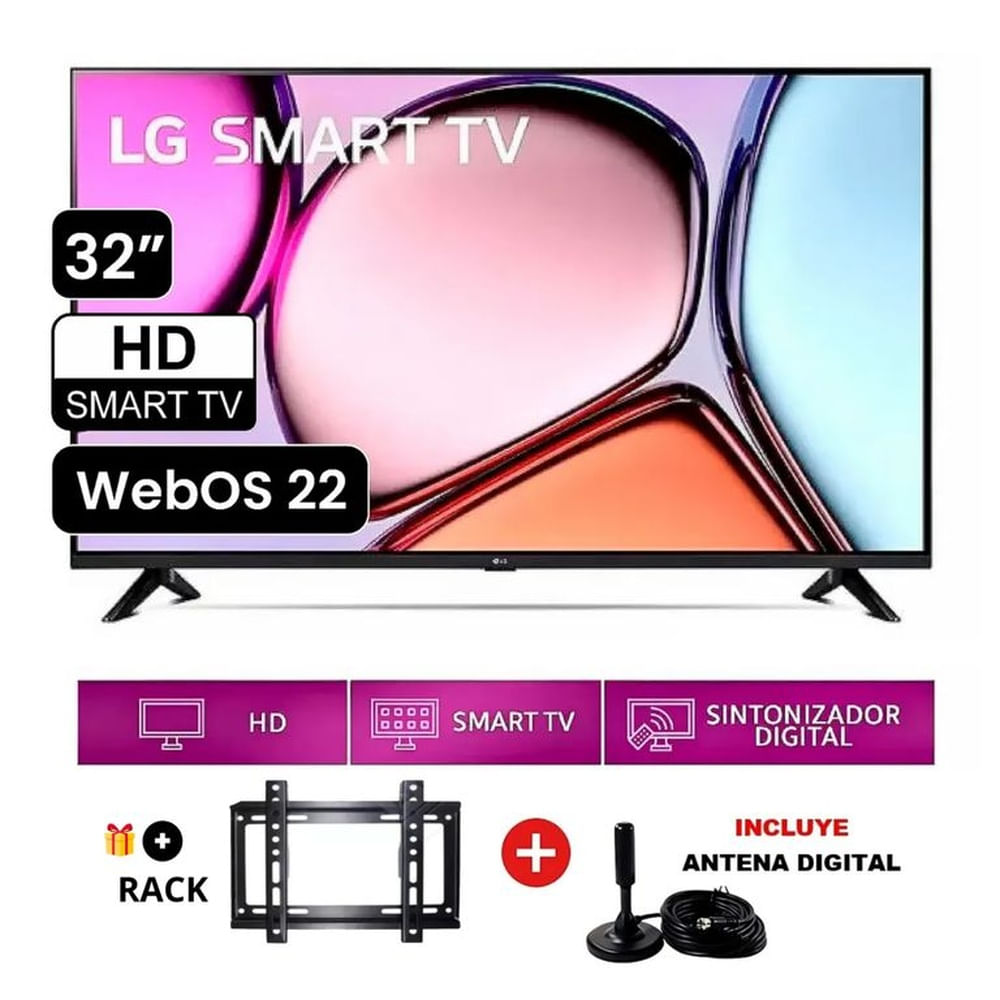 TELEVISOR LG 32 SMART TV LED 32LQ600BPSA + Rack + Antena