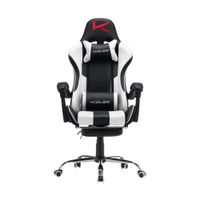 Silla Gamer Kuzler Blanca Masajeador Lumbar Reposapiés y Base Metálica RIK-101B