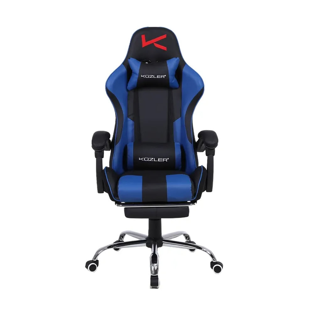 Silla Gamer Kuzler Azul Masajeador Lumbar Reposapiés y Base Metálica RIK-101A