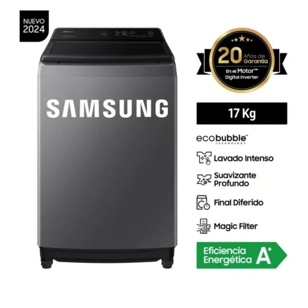 LAVADORA SAMSUNG 17KG SMART ECOBUBBLE WA17CG6441BDPE GRIS