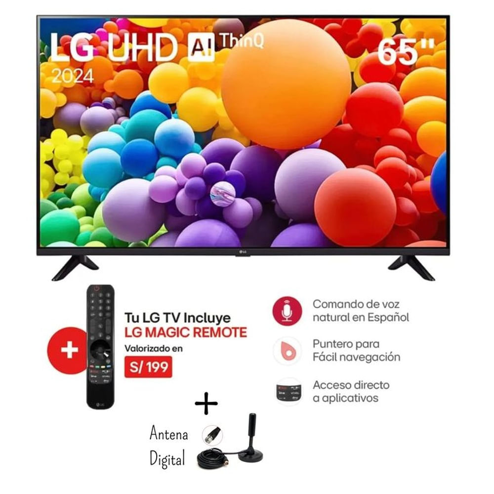 Televisor LG 65 Uhd 4K Webos AI 65UT7300PSA Control magic + Antena