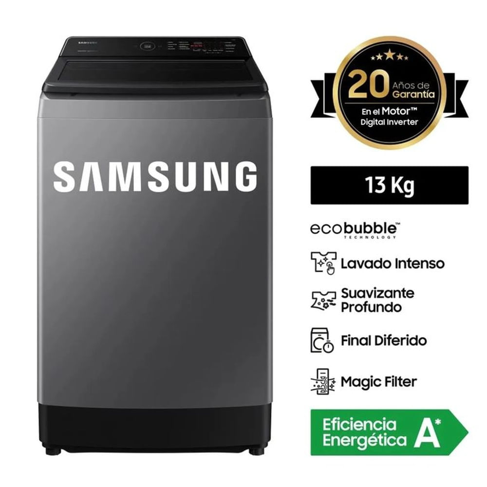 Lavadora SAMSUNG 13 Kg Carga Superior EcoBubble WA13CG5441BD Gris