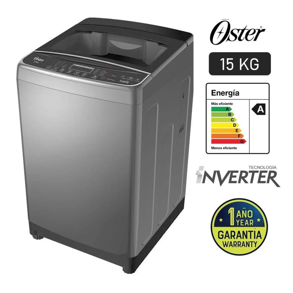Lavadora OSTER 15 Kg Carga Superior OS-PWSMD15WBSI Black Inox