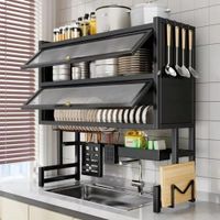 ORGANIZADOR Y ESCURRIDOR DE PLATOS DE 3 NIVELES CON DOBLE TAPA DE 85 CM