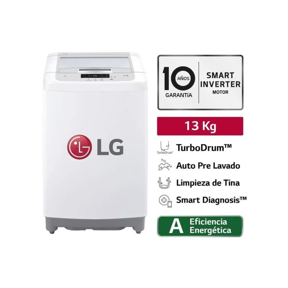 Lavadora LG Carga Superior Smart Motion con TurboDrum 13 Kg WT13WPBK
