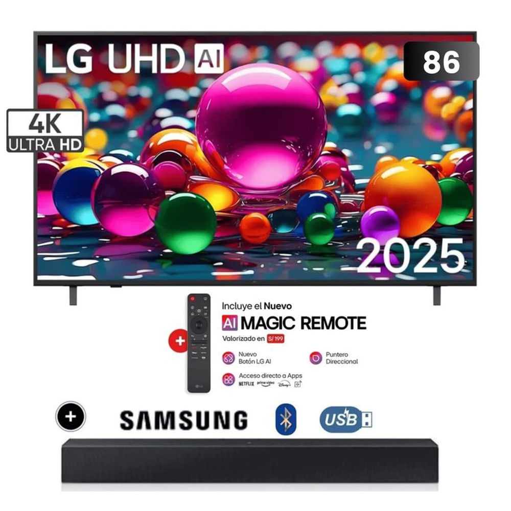 TELEVISOR SMART TV LG LED 4K ULTRA HD 86 86UA8050PSA CON THINQ AI + SOUNDBAR