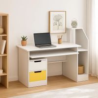 Escritorio Daiki 117cm Blanco y Amarillo | Masiva Home