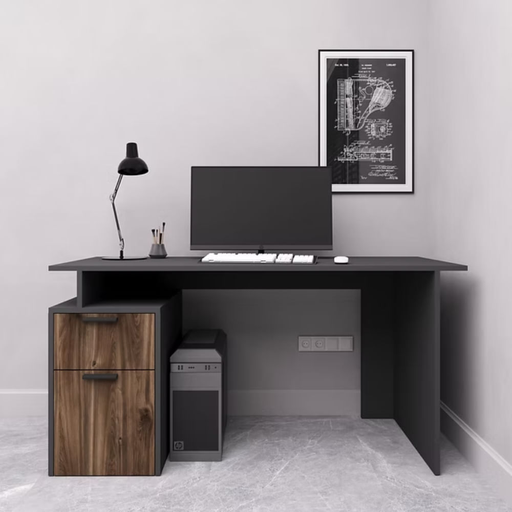 Escritorio Modular 2 cajones Negro y Marron| Masiva Home