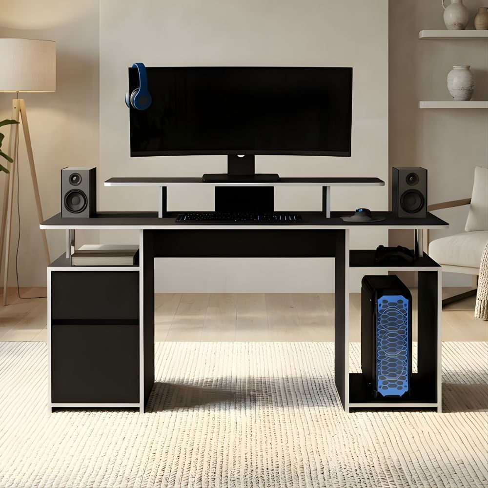 Escritorio Gamer Cecilia 160cm Negro y Blanco | Masiva Home