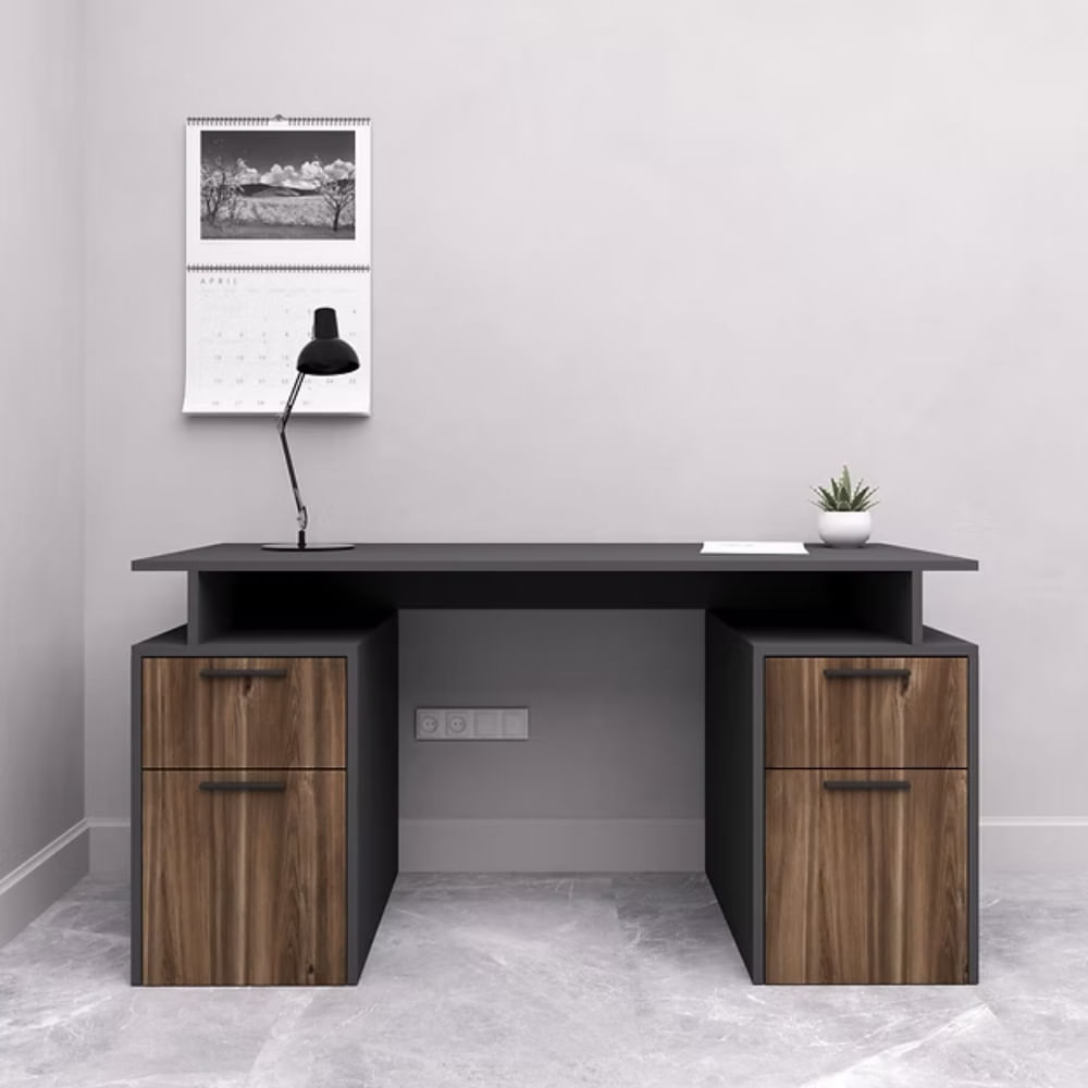Escritorio Renato 4 cajones Marron y Plomo | Masiva Home