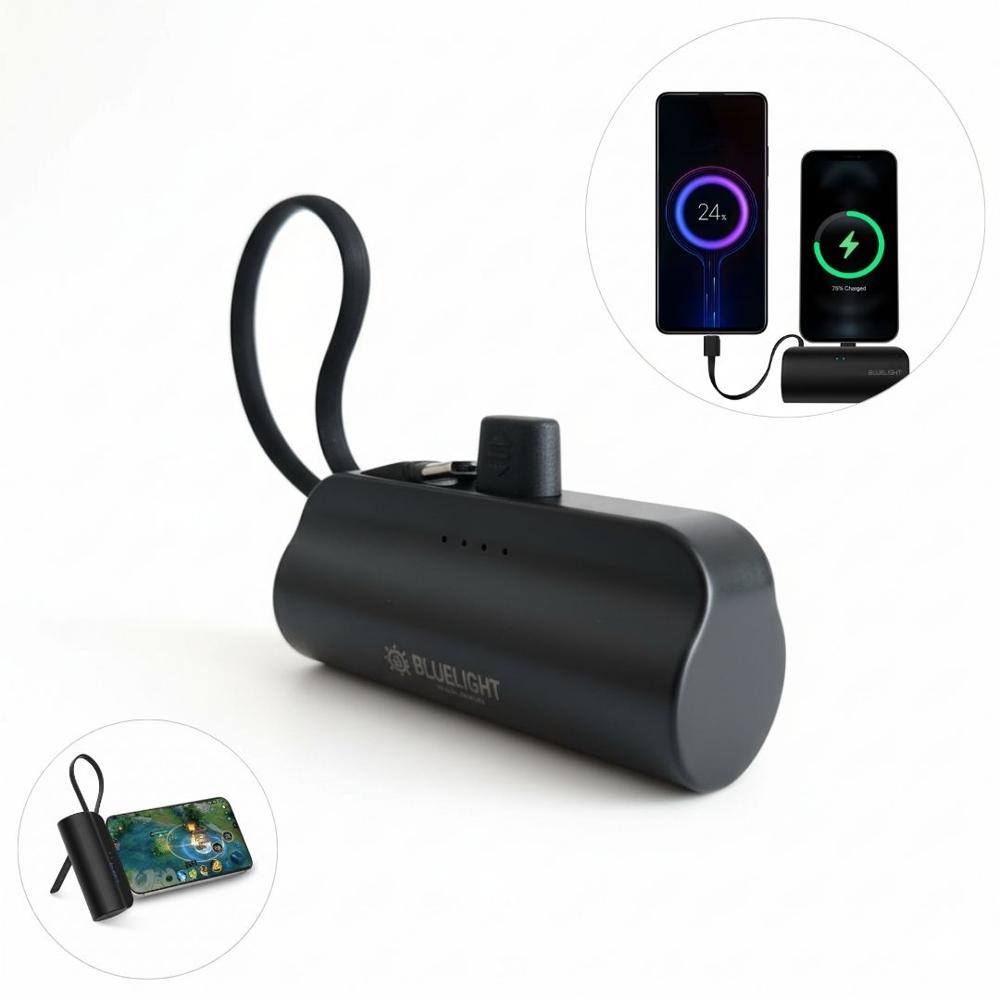 Cargador Power Bank 3 en 1 Carga Rápida 4000mAh con Soporte Para Celular Integrado Negro