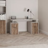 Escritorio Renato 4 cajones Blanco y Marron | Masiva Home