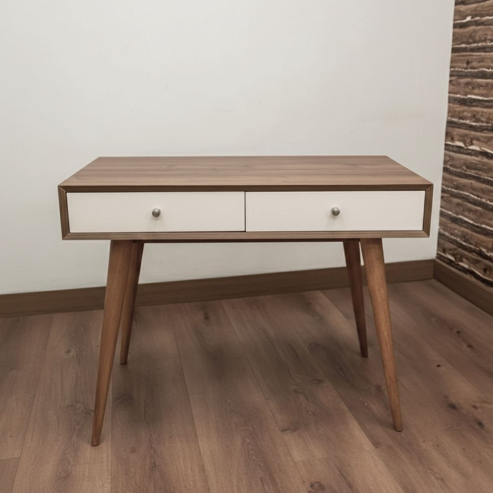 Escritorio Lauren 2 cajones Marron oscuro y Blanco | Masiva Home