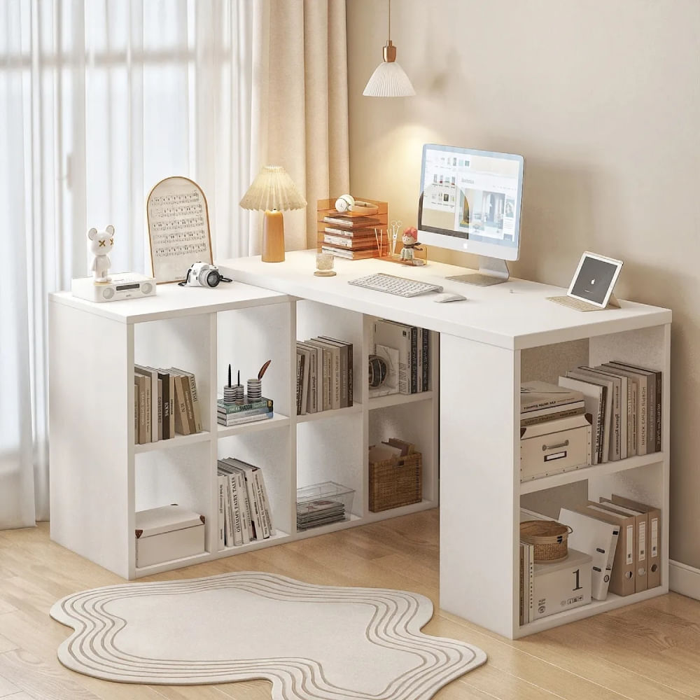 Escritorio Moderno en L Minato 100 cm Blanco | Masiva Home