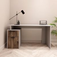 Escritorio Modular 2 cajones Blanco y Marron oscuro| Masiva Home