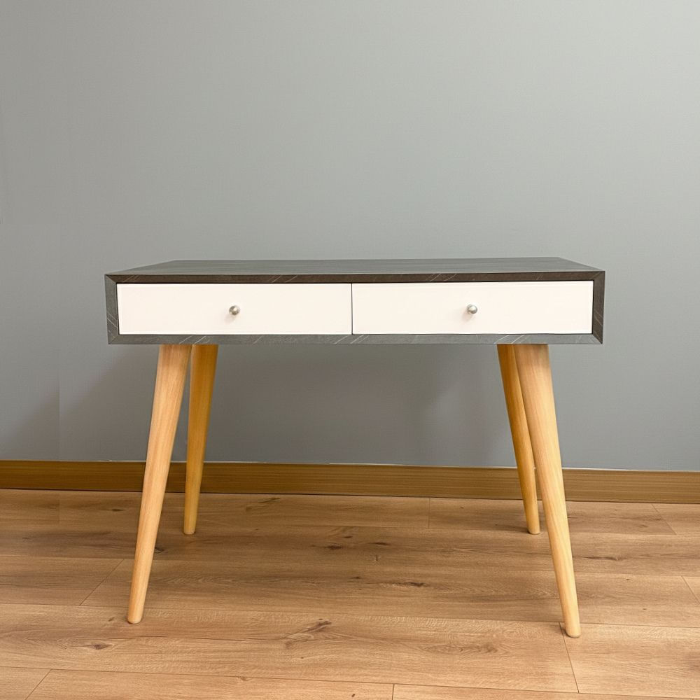 Escritorio Lauren 2 cajones Plomo y Blanco | Masiva Home