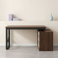 Escritorio en L Megumi Marron Oscuro y Blanco | Masiva Home