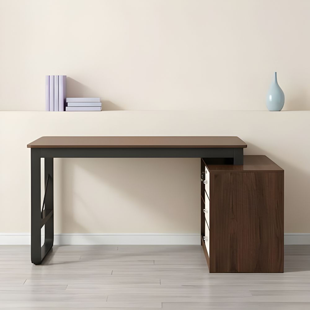 Escritorio en L Megumi Marron Oscuro y Blanco | Masiva Home