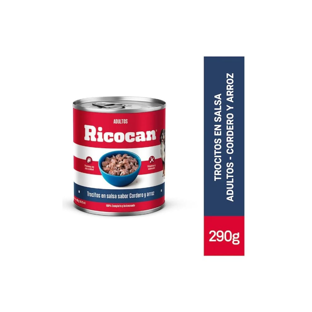 Ricocan Trocitos en Salsa Cordero y Arroz Adultos 290 g Ricocan Trocitos en Salsa Cordero y Arroz Adultos 290 g
