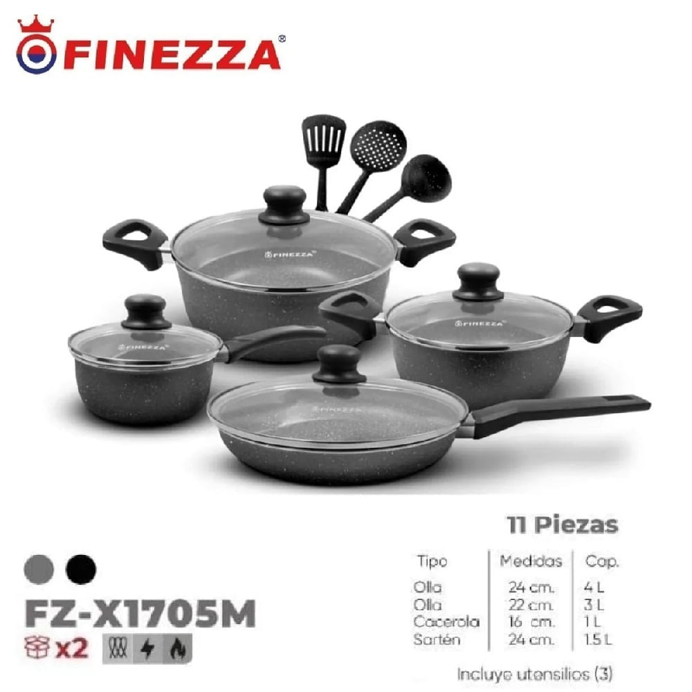 SET DE OLLAS DE ULTRAGRANITO 11 PZAS FZ-X1705M Gris
