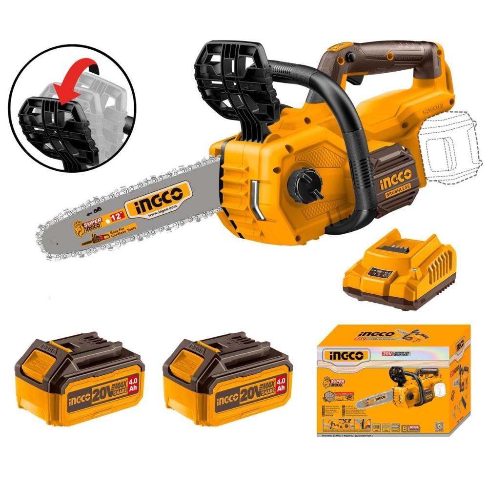 Motosierra Inalámbrica Ingco CGSLI201286 12" 20V BL + Kit