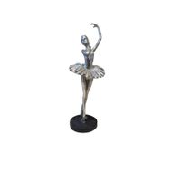 Figura Decorativa Bailarina Clásica en Acabado Plateado - Adorno Elegante para Sala Regalo Ideal